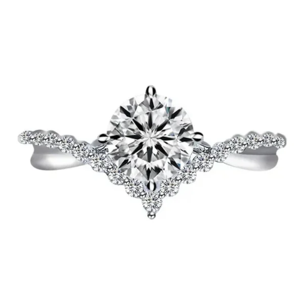 925 Sterling Silver White Sapphire Diamond Ring - Picture 2 of 11